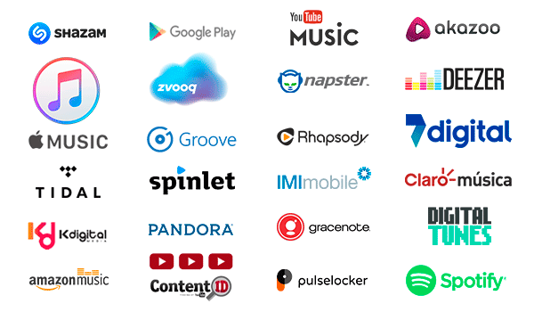 Logotipos de canales de distribución y plataformas musicales